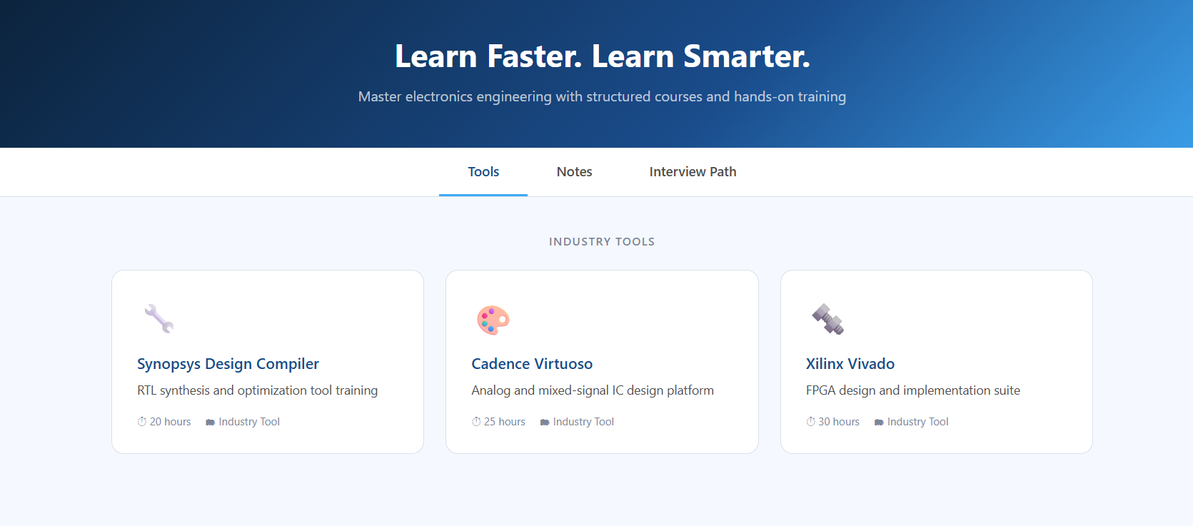 Learn page screenshot